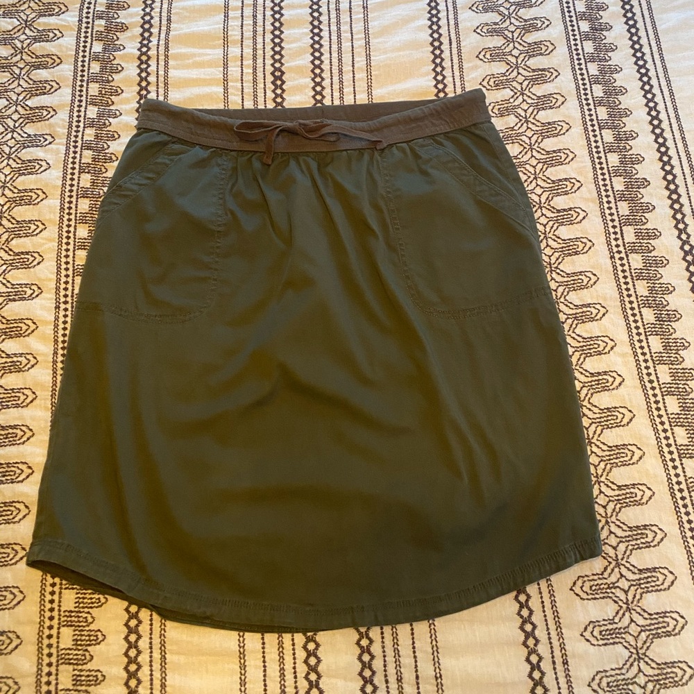 Army green knee length skirt